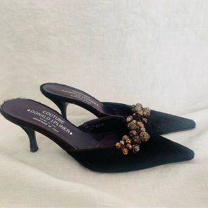 Couture Donald J. Pliner 7.5 designer kitten heel mules pointy toe